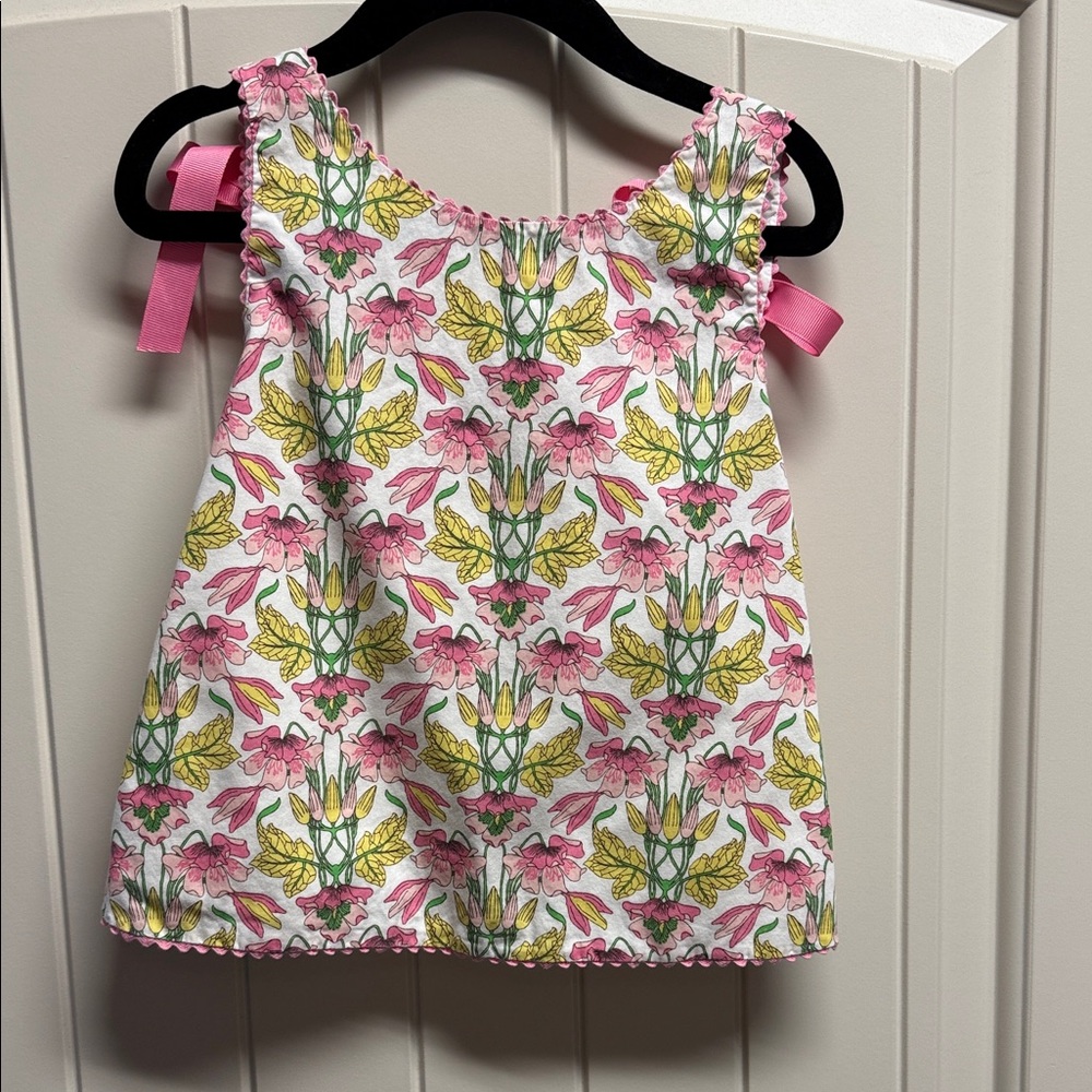 Bella Bliss Floral Sleeveless Swing Set with Pink Trim